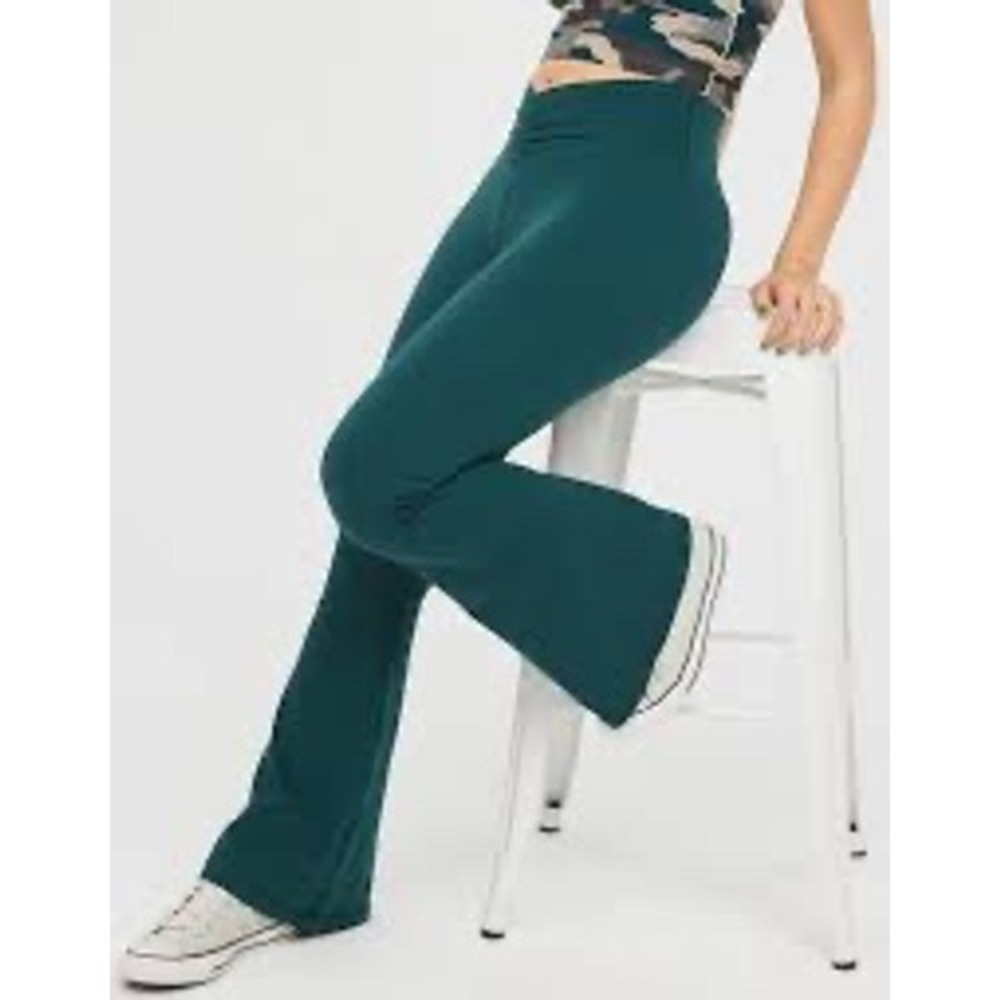OFFLINE by Aerie Real Me Crossover Flare Leggings Teal Green XS High Rise Yoga